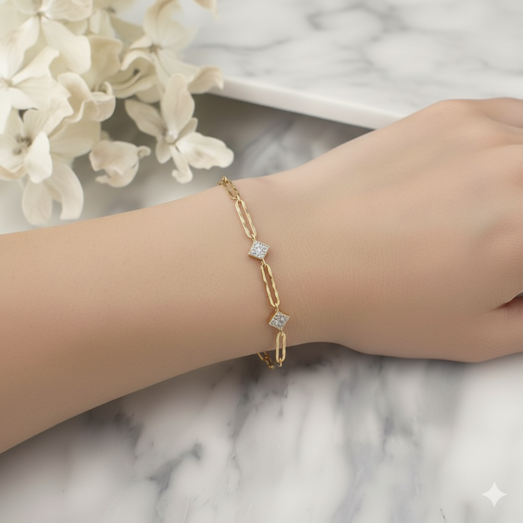Open Link Hammered Bracelet