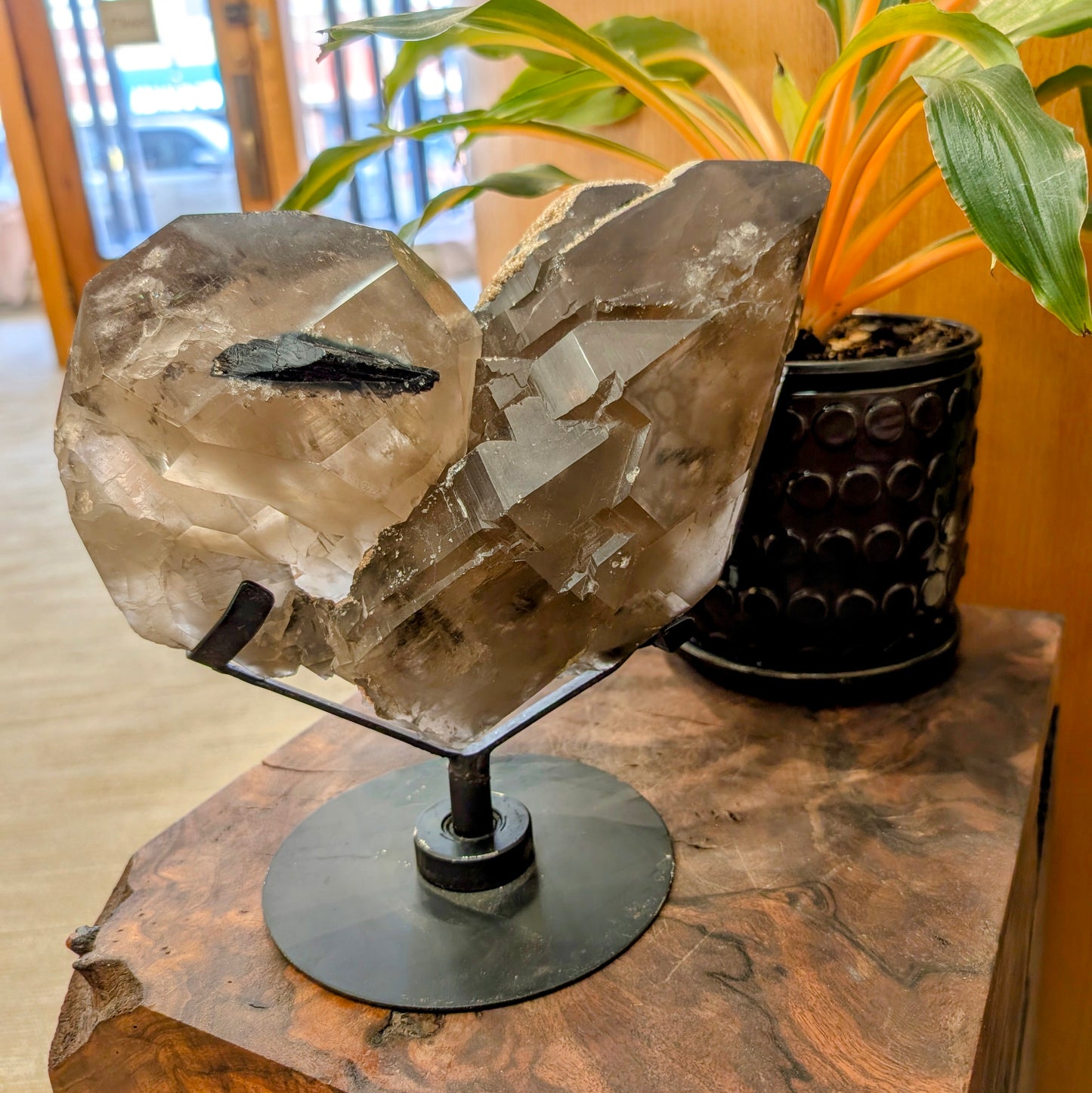 Heart-Shaped Smoky Quartz & Tourmaline Included Quartz