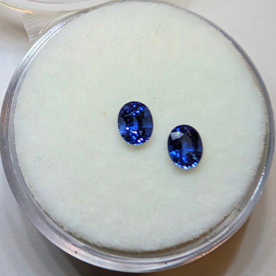 Oval Blue Sapphire Pair 2=0.54ct