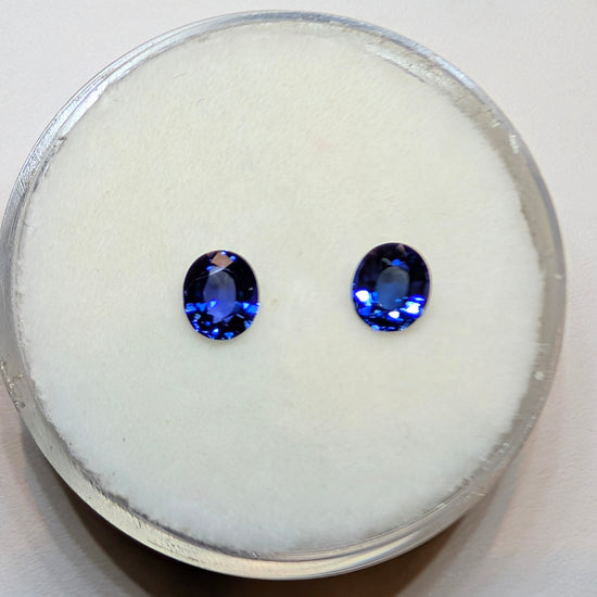 Blue Sapphire Oval Pair,  2=0.64ct