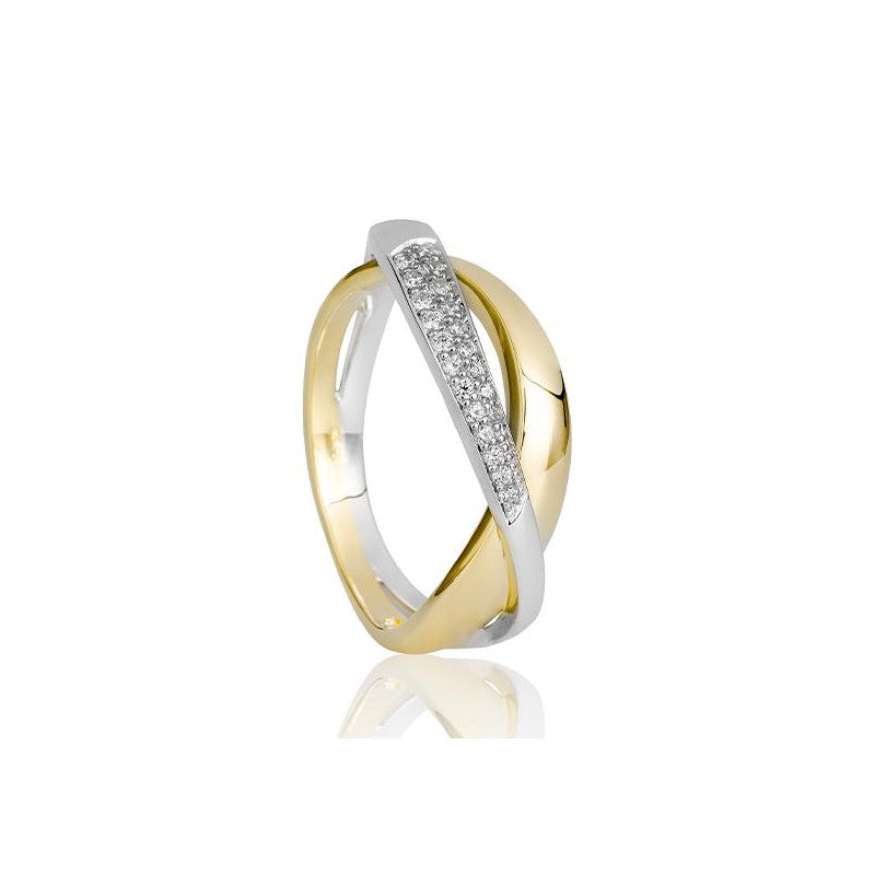 Crossover Ring with Diamond Accents