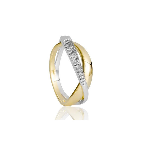 Crossover Ring with Diamond Accents