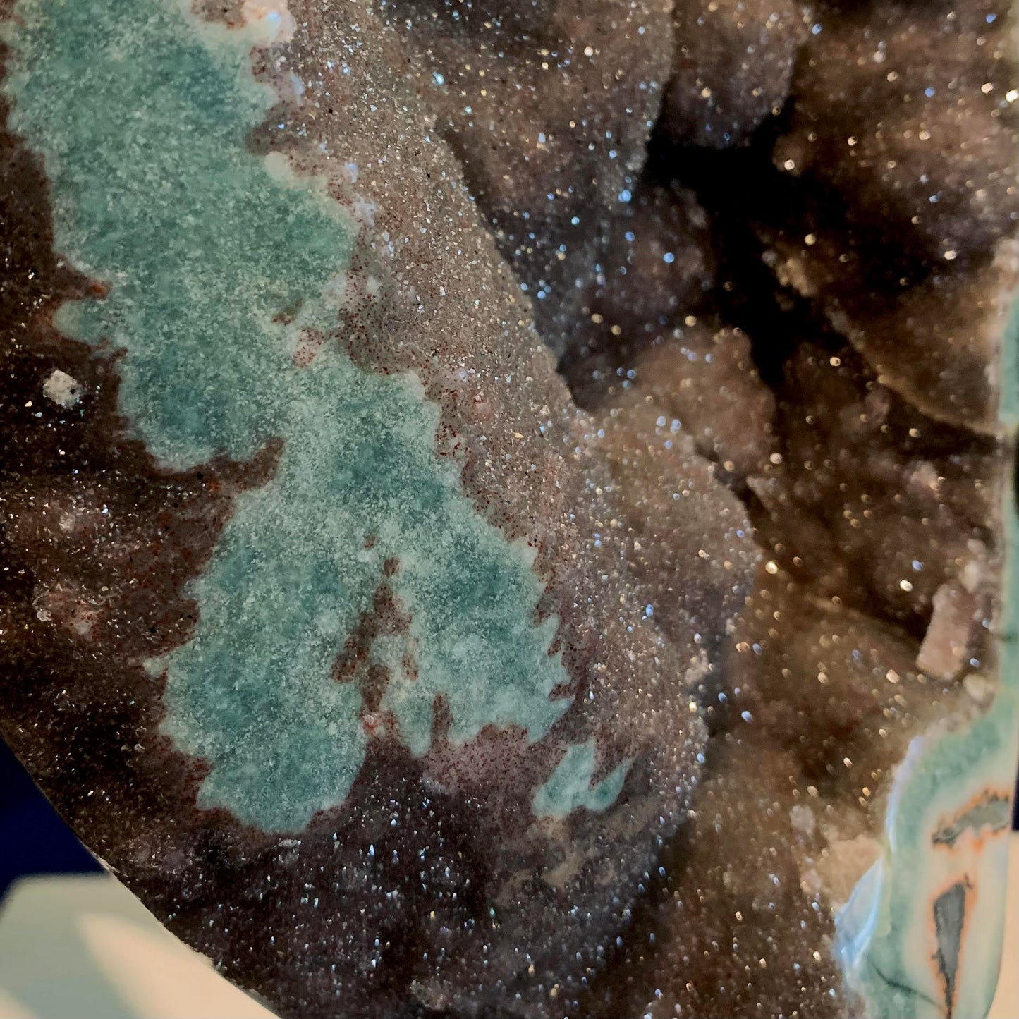 Mauve Green Druzy Quartz Geode