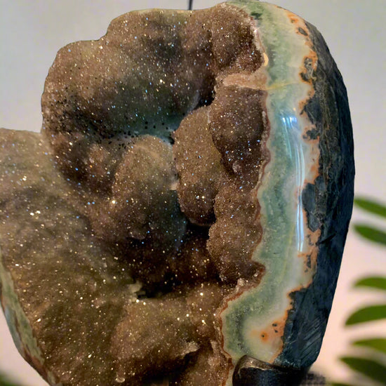 Mauve Green Druzy Quartz Geode