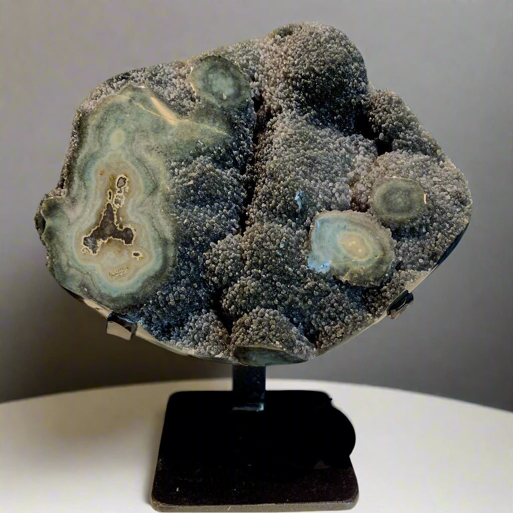 Flowering Olive & Grey Druzy Geode