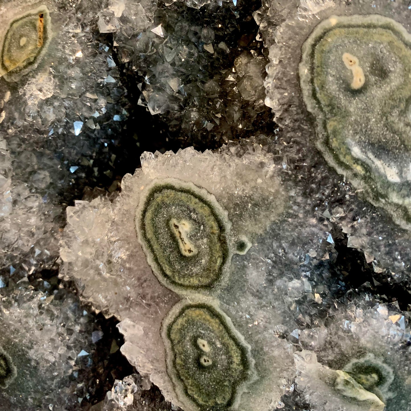 Flowering Olive & Grey Quartz Geode