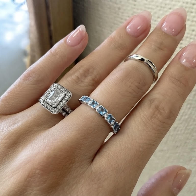 Blue Topaz and Diamond Band
