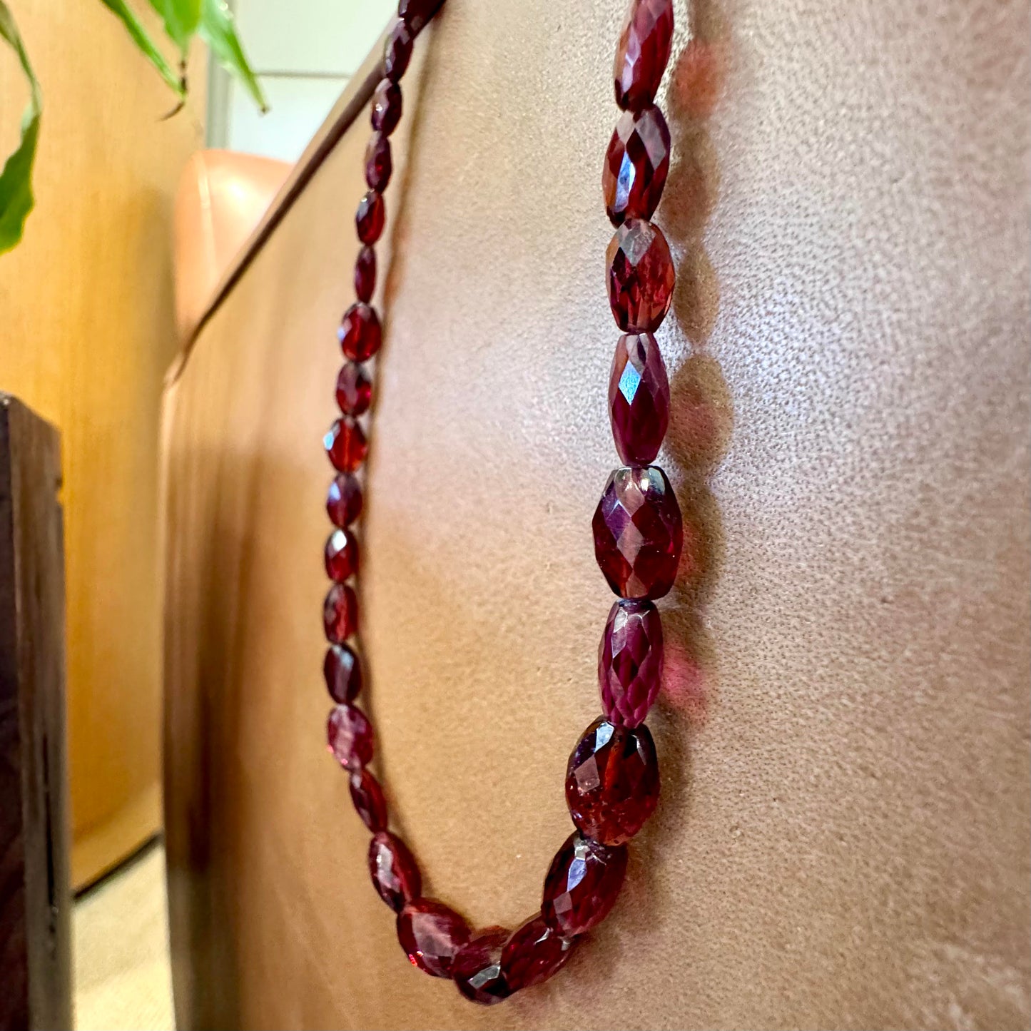 Graduated Faceted Garnet Bead Strand