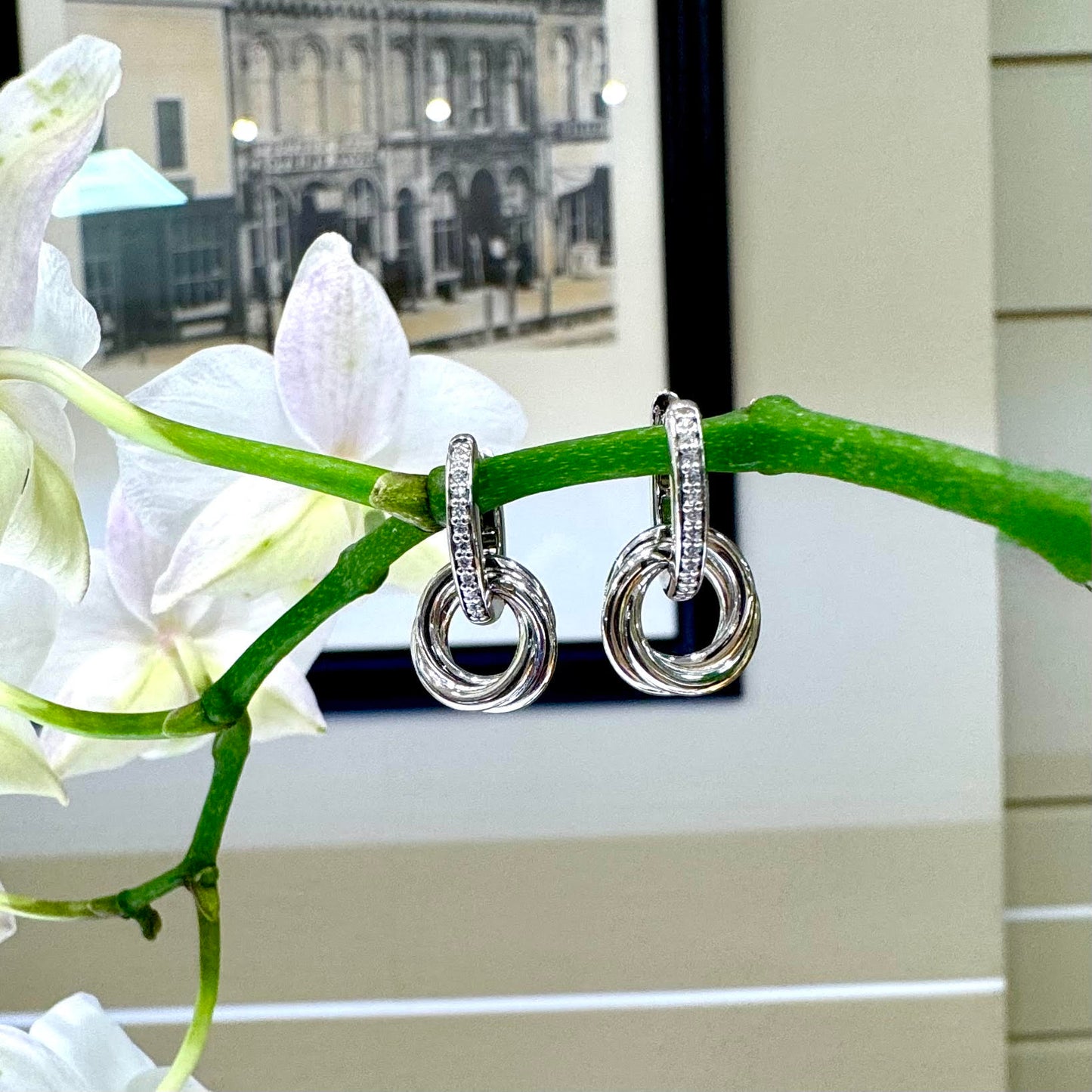 Cz and Twist Double Hoop