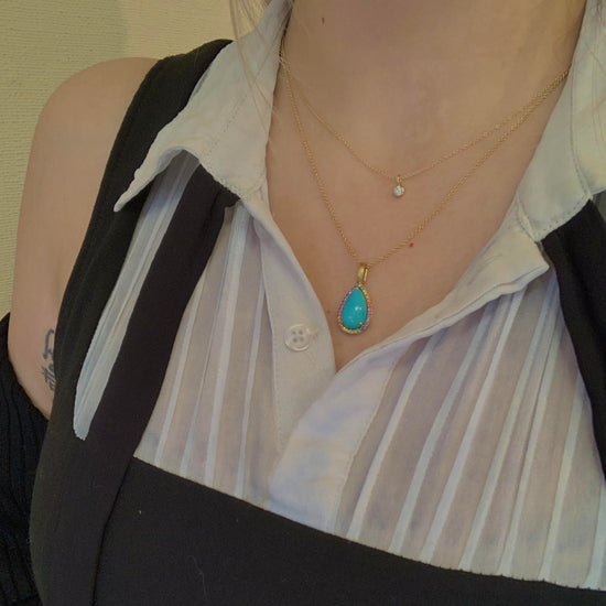 Rainbow Sapphire Halo Turquoise Pendant