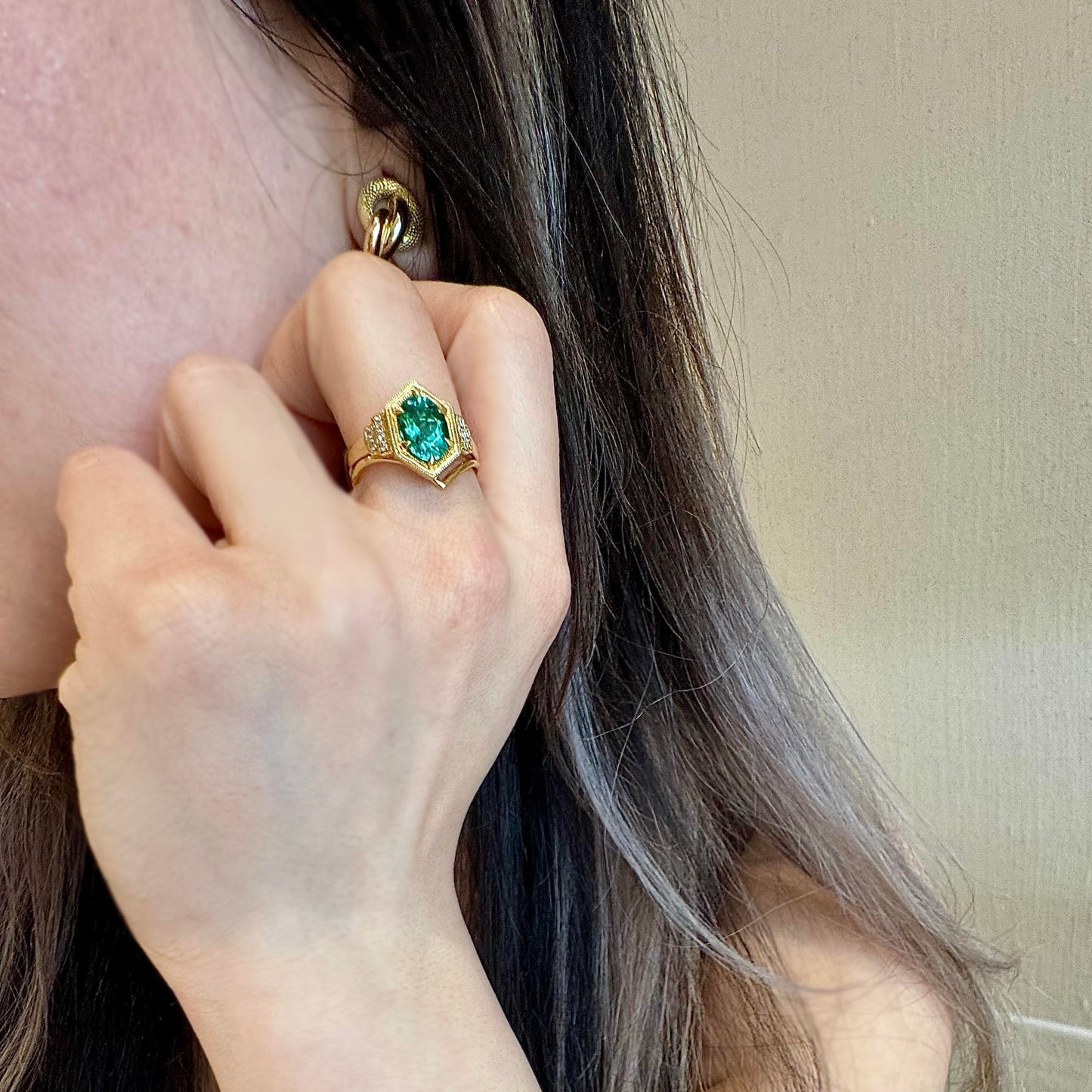 Tourmaline and Diamond Ring