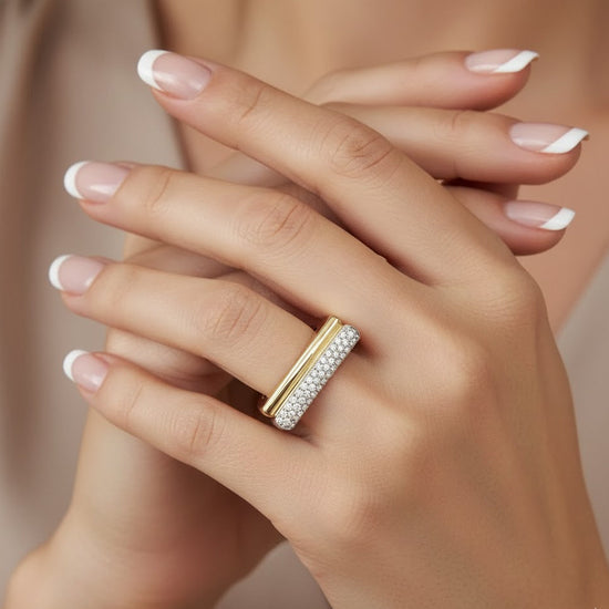 Gold Pave Barre Ring