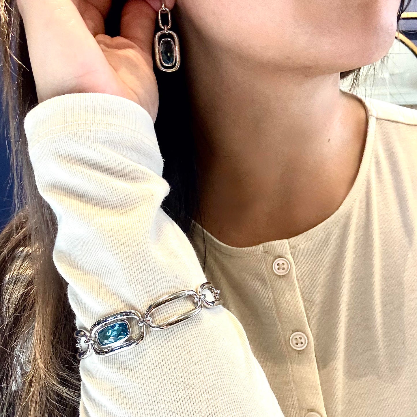 Blue Topaz Chain Bracelet