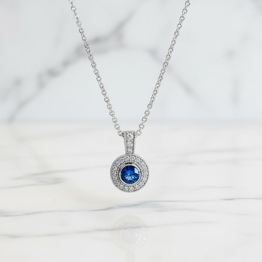 Plumb Gold Original Blue Sapphire and Diamond Pendant