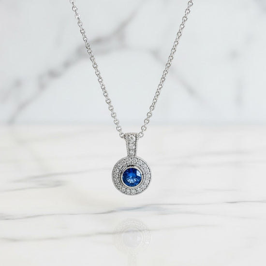 Plumb Gold Original Blue Sapphire and Diamond Pendant