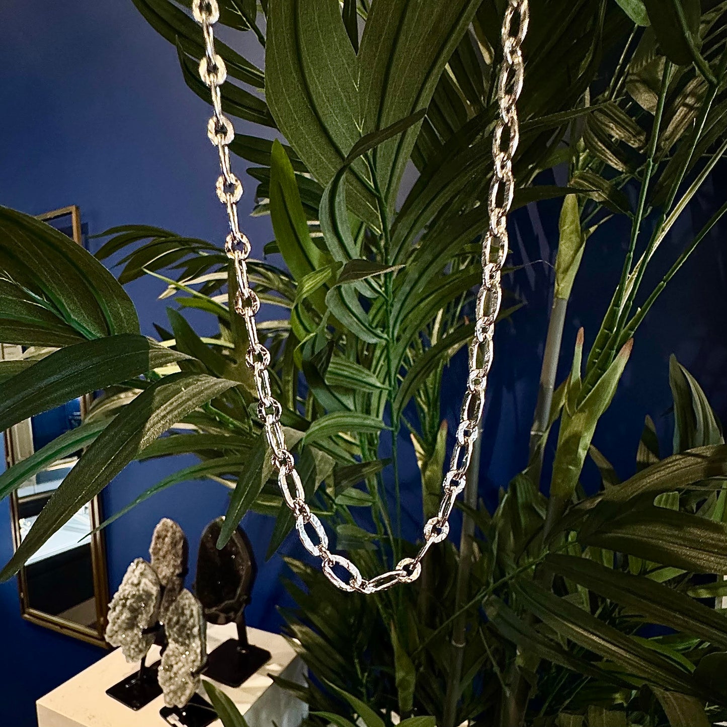Oval Hammered Link Necklace