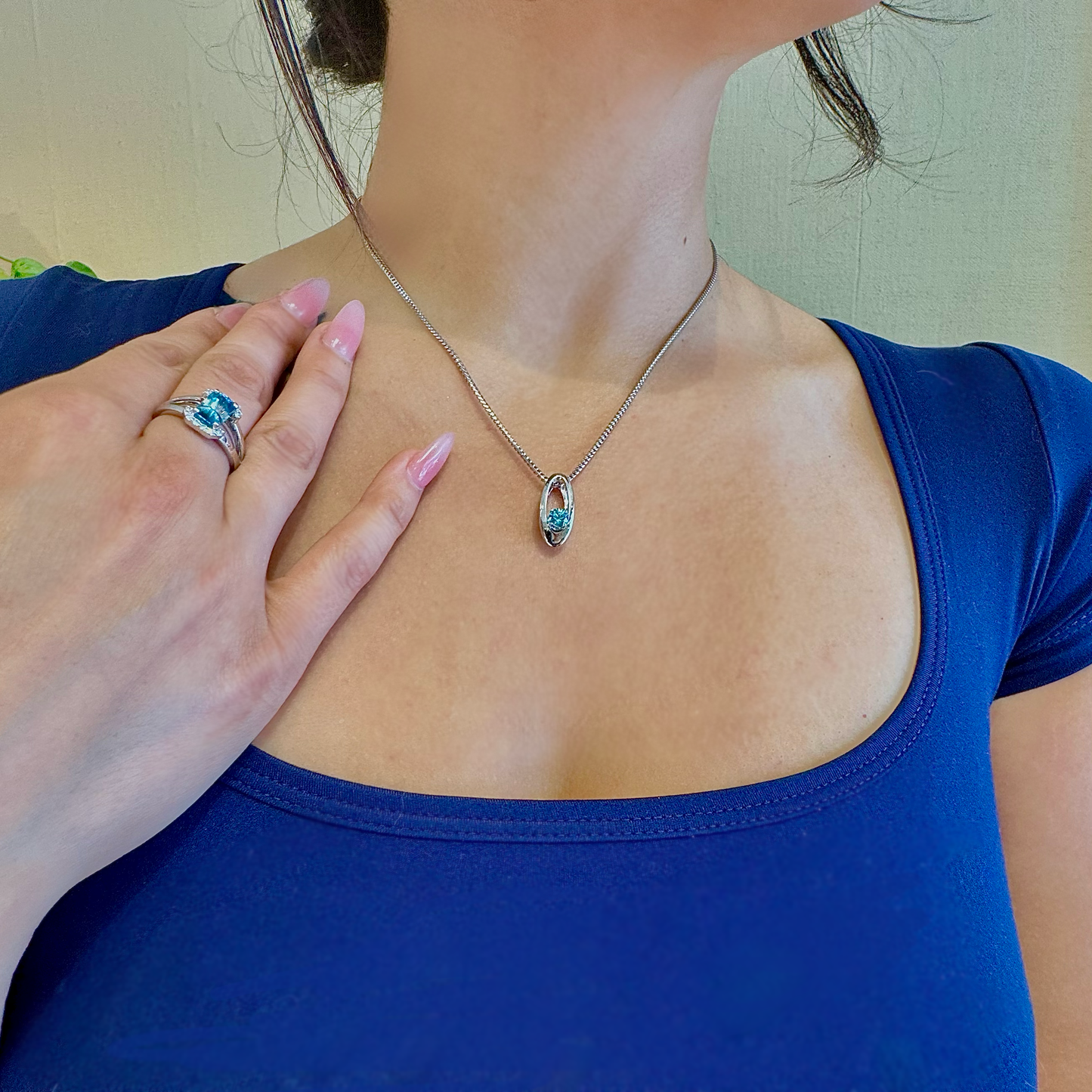 Blue Zircon "Abby" Pendant